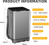 Portable Washing Machine 17.7lbs Full-Automatic Compact Washing Machine for Apartment, 10 Wash Program Small Washer