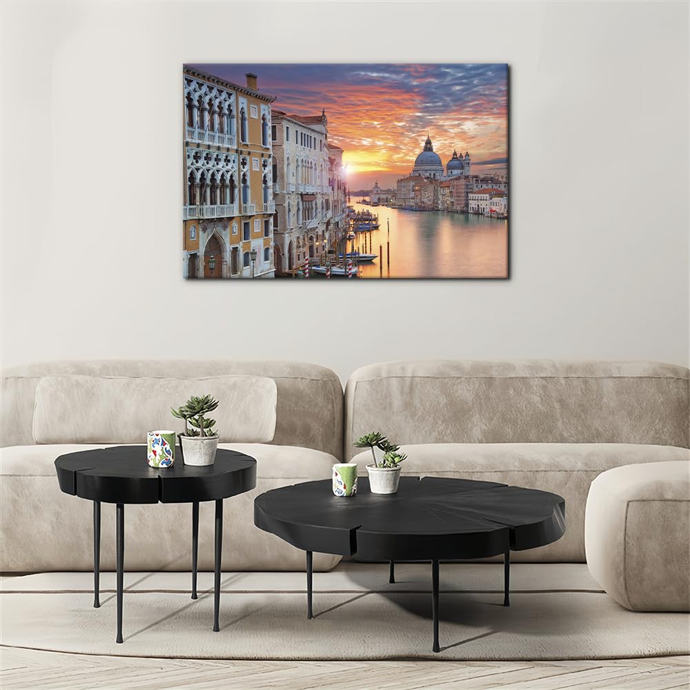 Modern Wall Grand Canal in Venice Pictures Paintings Print on Canvas Sunset Cityscape Giclee Prints Artwork Gallery