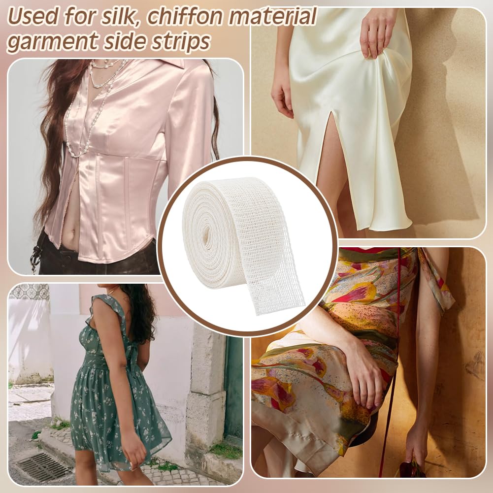 5.47 Yards Beige Fishbone Lining, 1.5 Inch Wide Fishbone Boning Lining, Polyester Fish Boning Sewing Accessories for