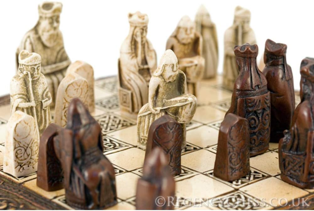 Isle of Lewis Compact Celtic Chess Set 9 Inches - Set of 32