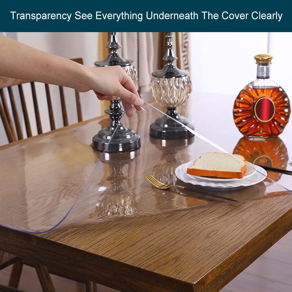 20x48 inch Custom Multisize 1.5mm Thick Clear PVC Table Protector Cover Mat Rectangular Glass Plastic Tablecloth