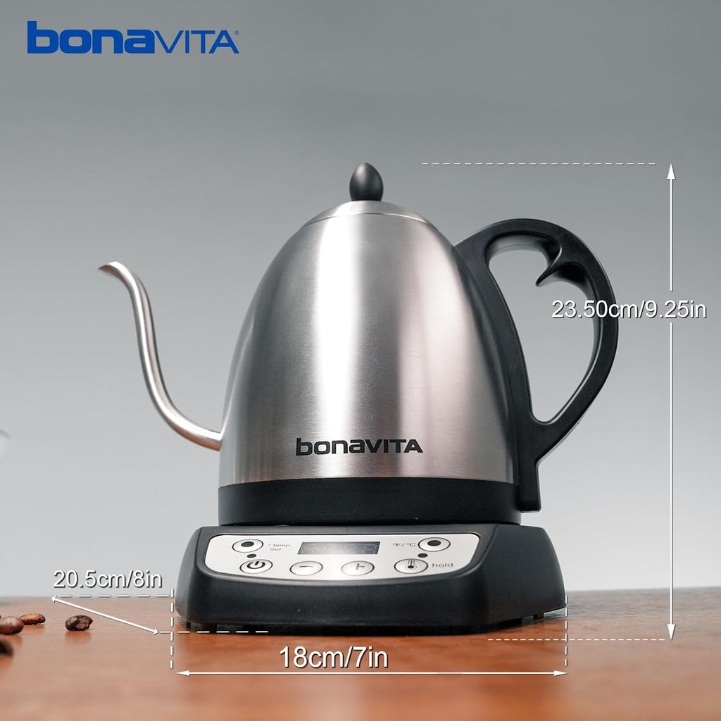 1L Digital Variable Temperature Gooseneck Electric Kettle for Coffee Brew and Tea Precise Pour Control, 6 Preset