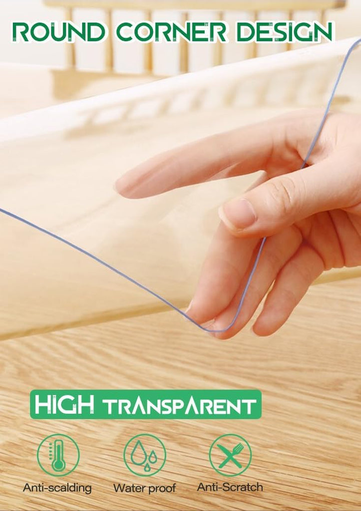 40x72 Inch Multi-Size Clear Tablecloth Protector Plastic Tablecloth Cover Waterproof Vinyl Dining Table Cover PVC