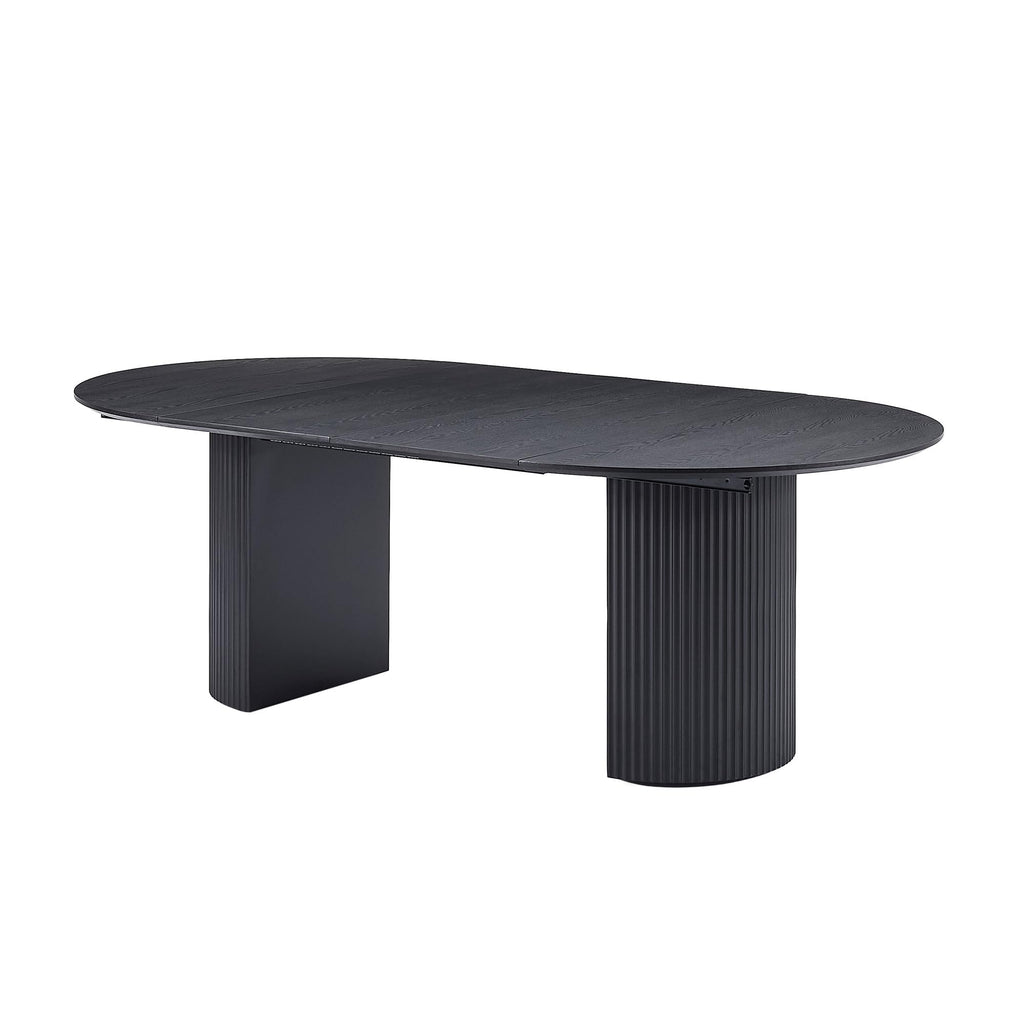 Inspired Saarinen Style 86.61" Wood Extendable Dining Table for 6 to 8, Modern Oval Kitchen Table with Wooden Pedestal Base, Mid Century