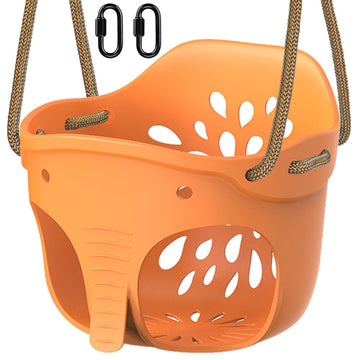 Yellow High Back Full Bucket Toddler Swing Seat w/Adjustable Ropes