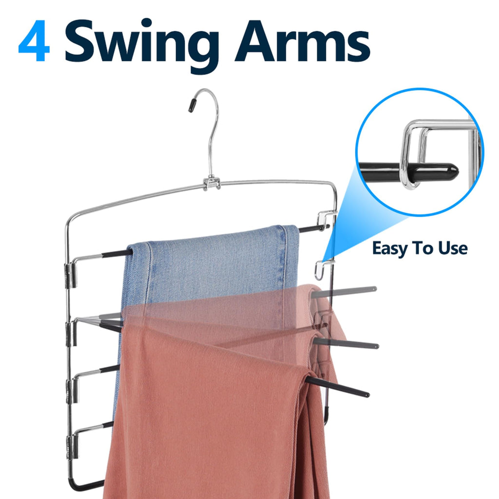 Pants Hangers 3 Pieces, 5 Tier Closet Organizers and Storage Clothes Hanger, Hangers Space Saving with Swing
