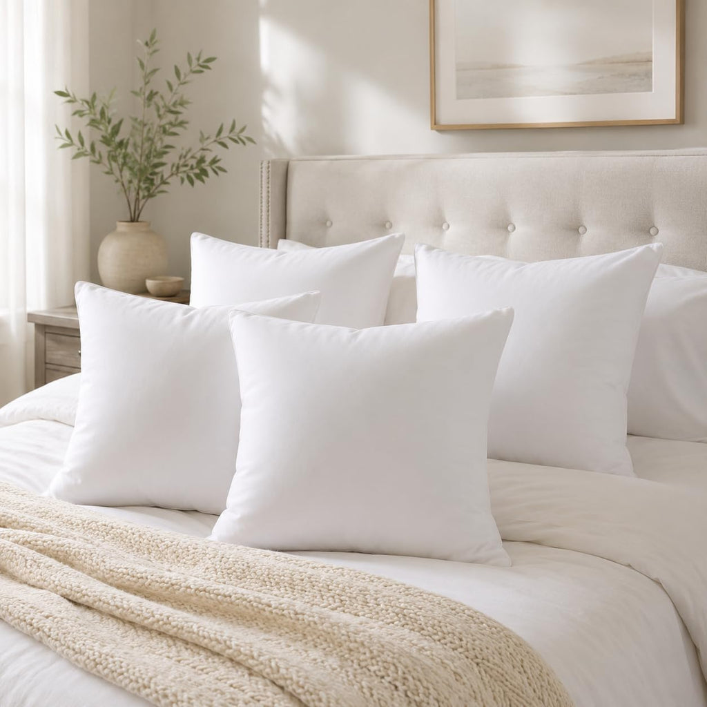 18 x 18 inches Pillow Inserts Hypoallergenic Brushed Microfiber Liner Down Alternative Filled Square - Set of 4