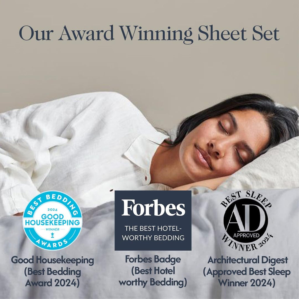 100% Cotton Percale Sheets King Size, Cool & Crisp, 4 Pcs, Light Grey