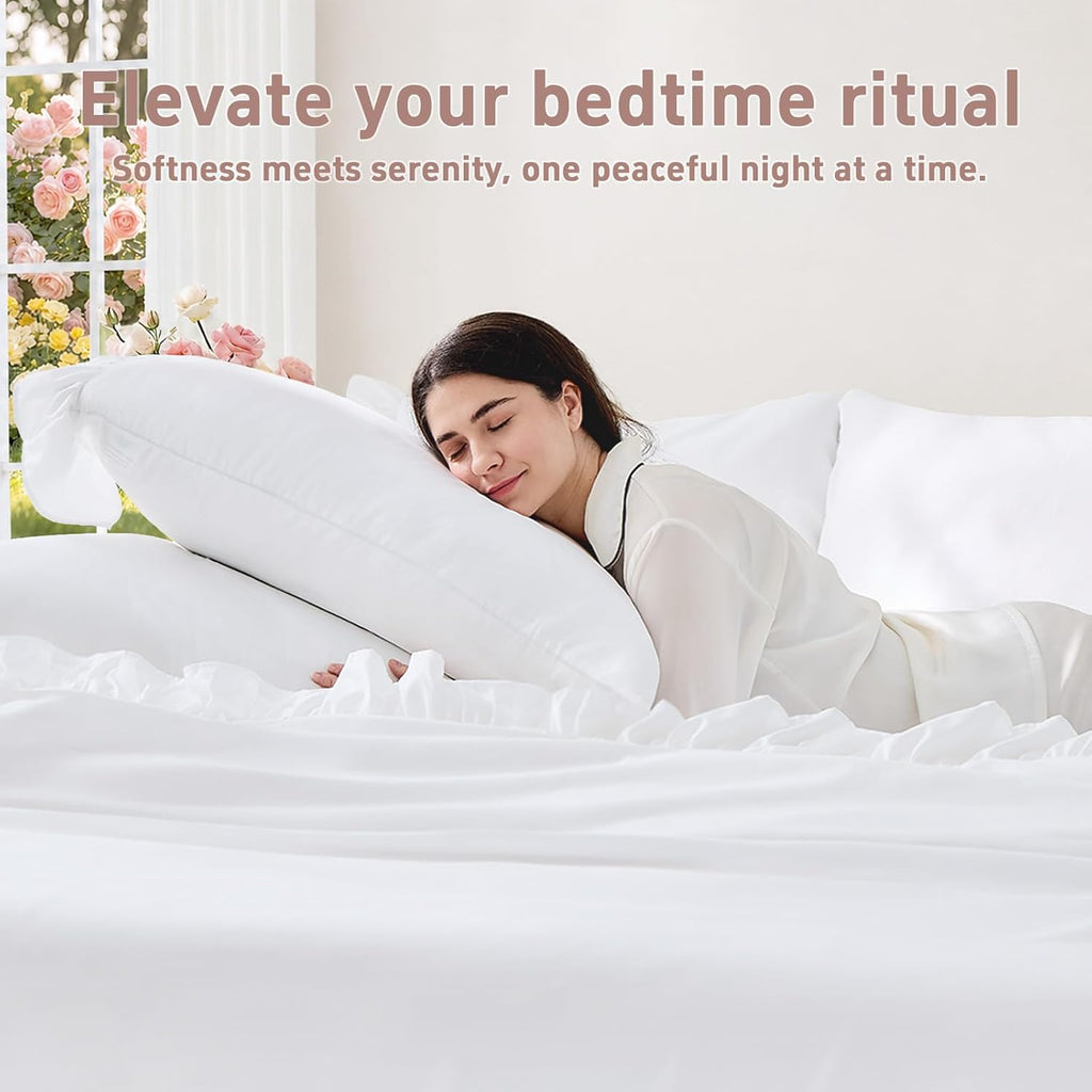 Twin Sheets 4 Pieces - White Sheets with 4-Inch Ruffles Bed Skirt | Soft Washed Microfiber Twin Sheets Set for Girls