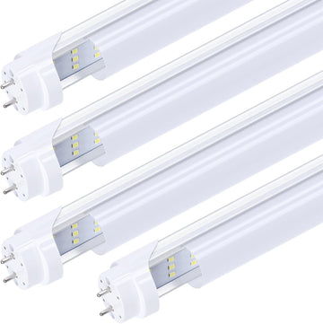 4 Pack T8 LED Bulbs 4FT Tube Light, 30W, Ballast Bypass, Double-Ended, 6000K, 4000lm, Frosted Cover, T8 T10 T12