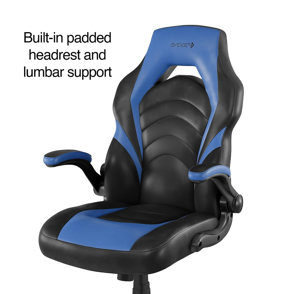 Emerge Gaming Chair, Ergonomic, Adjustable Height, Swivel, Black