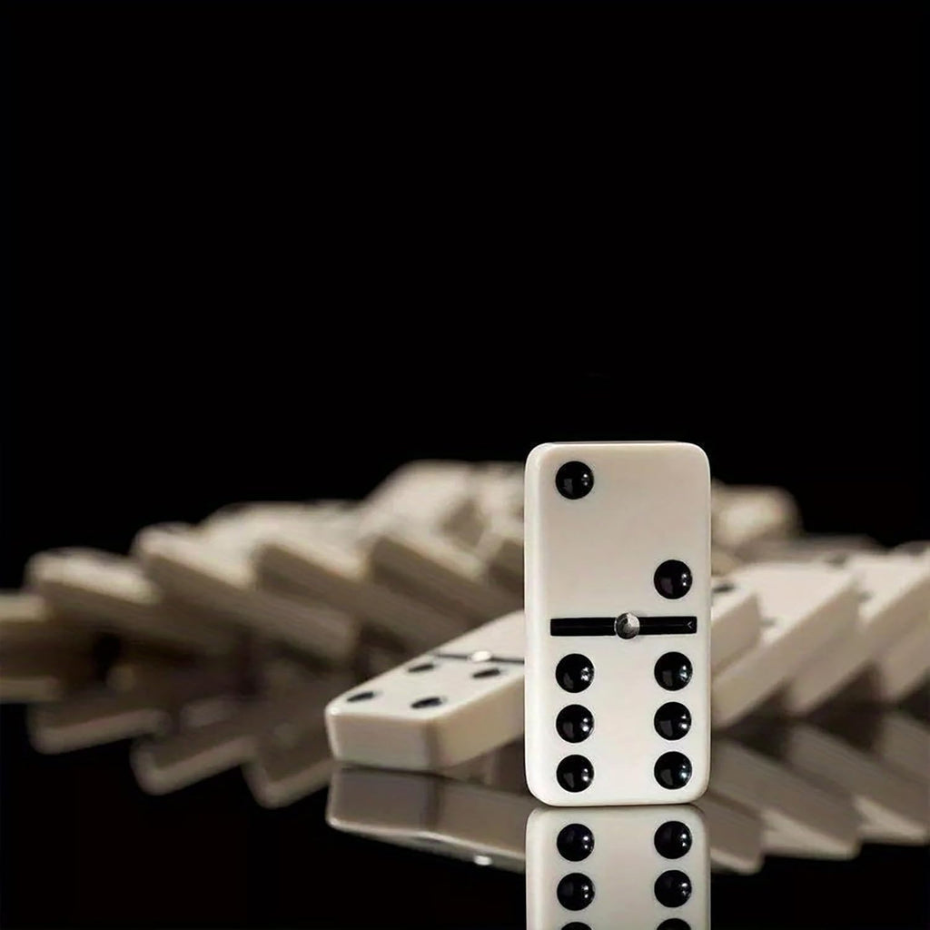Double Six Dominoes Set with Wooden Storage Box, 28 Piece Travel Game