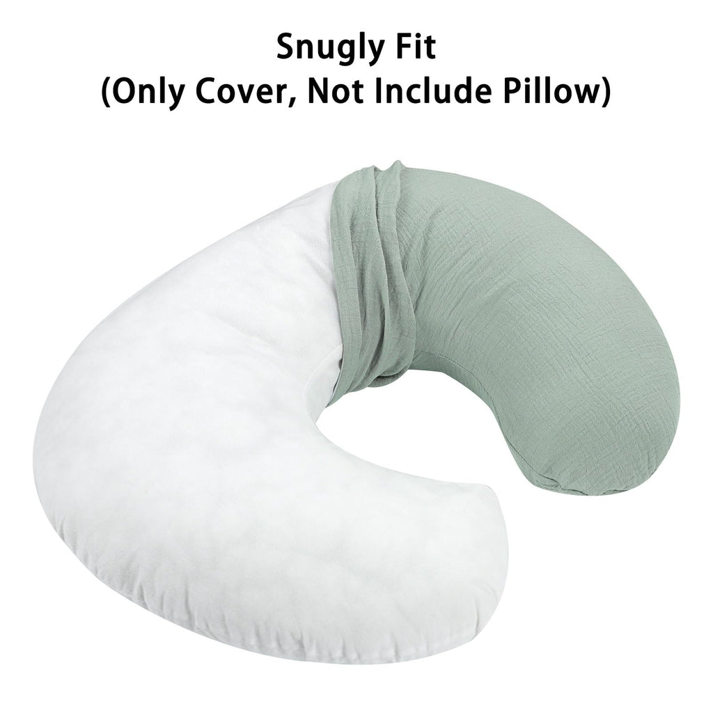 Muslin Nursing Pillow Cover 2 Pack, Removable Nursing Cover for Breastfeeding Pillows, Ultra Soft Comfortable
