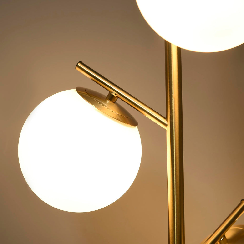 3-Light Modern Floor Lamp, Globe Lampshades, Bright Lighting, Gold