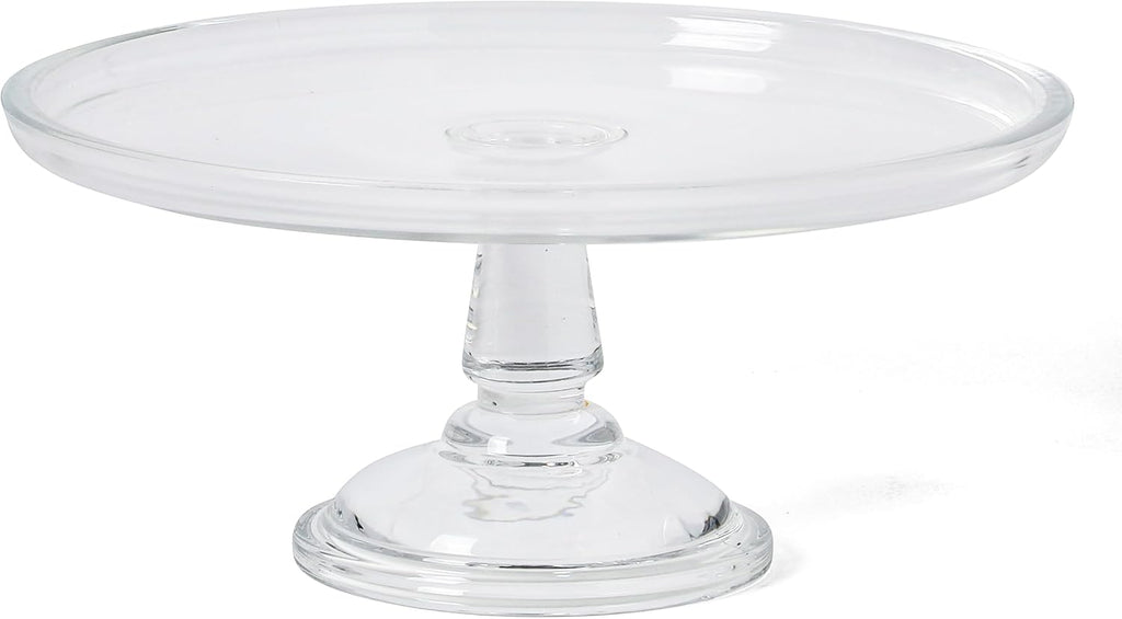Watercrest Glass Cake Stand with Dome, 10.2 Inch Clear Footed Pedestal Cake Stand with Glass Lid Cover, Handmade