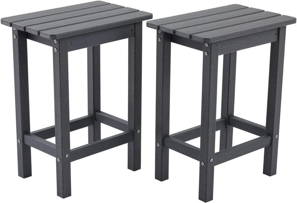 HDPE Outdoor High Top Bar Stools, Outdoor Patio Chairs Set of 2 for Bistro, Poolside, Balcony (Gray)
