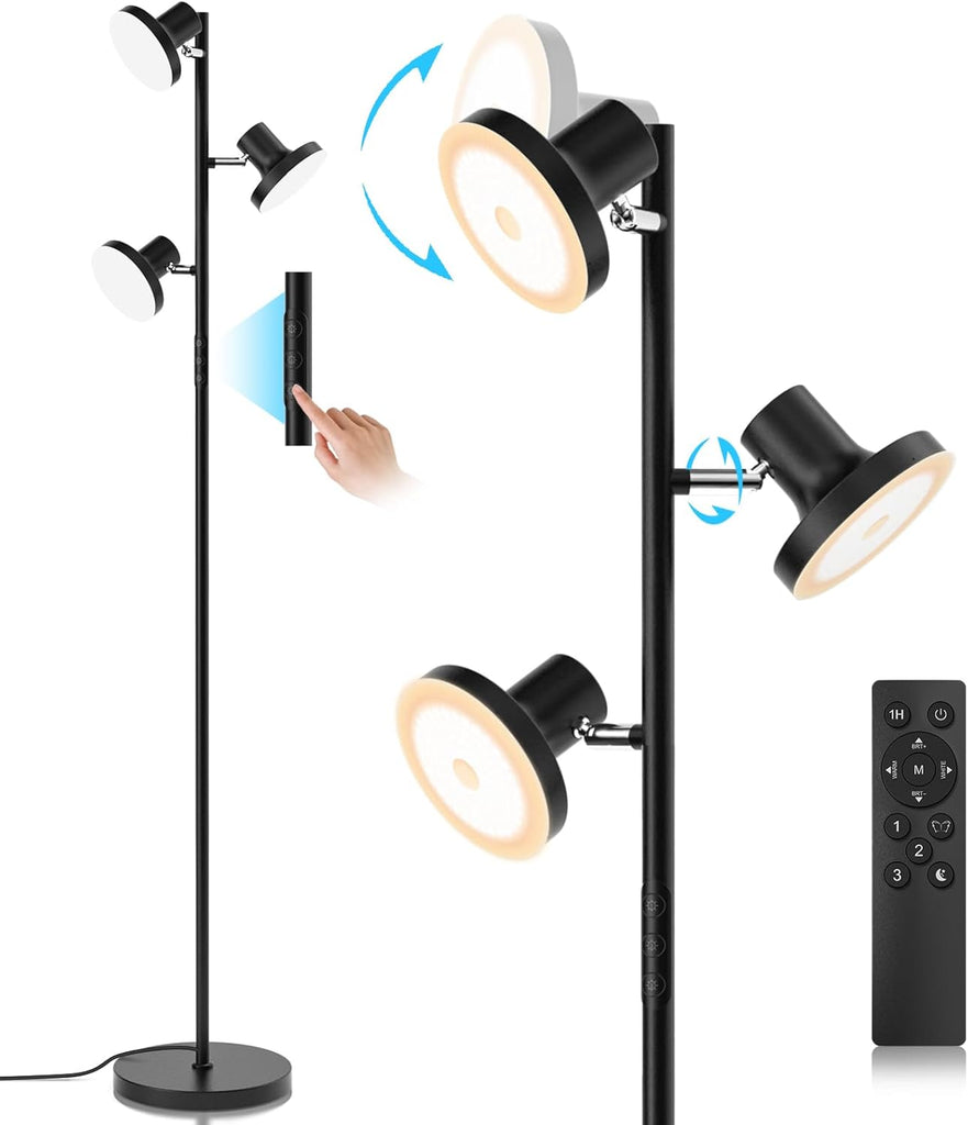 36W LED Tree Floor Lamp, Modern Dimmable Standing Lamp with Remote & Touch Control, 4 Color Temperat