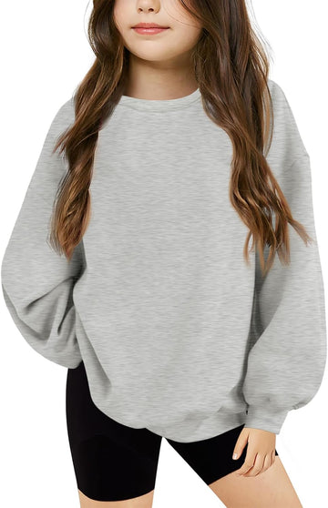 Girls Oversized Crewneck Sweatshirts Kids Fleece Pullover Tops