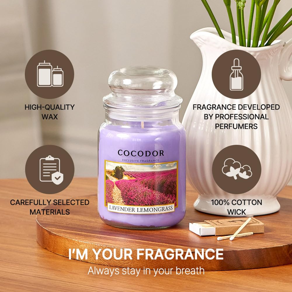 Candle Black Cherry Scented, Large Glass Jar 18oz Wick Candle, 110 Hours of Burn Time