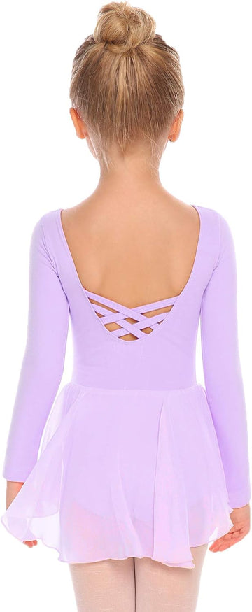 Kids Girls Classic Long Sleeve Leotard Dance Ballet Dress