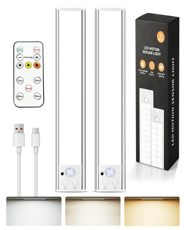12'' Under Cabinet Lighting, with Remote Rechargeable Wireless Motion Sensor Lights Indoor 3 Color/5 Levels Dimmable
