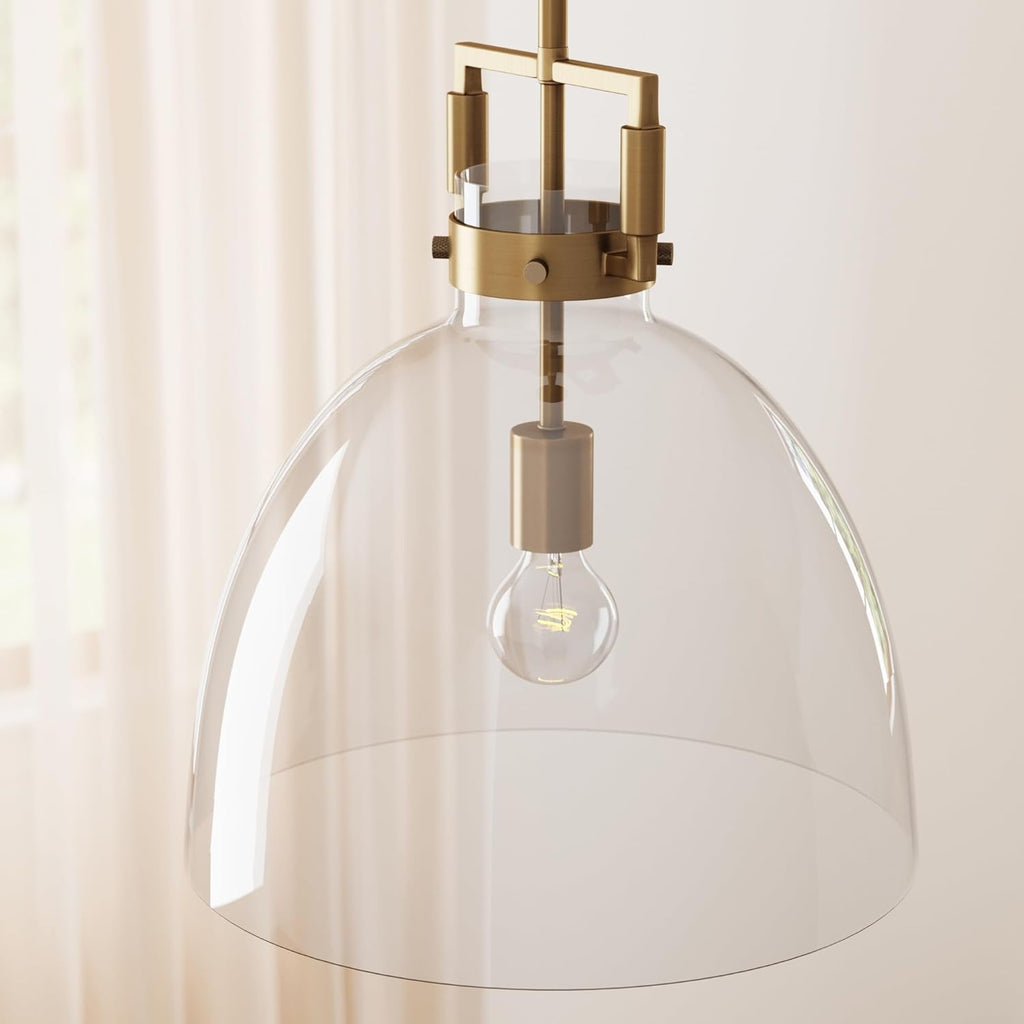 Leigh Pendant Lighting, Hanging Ceiling Light with Oversized Glass Shade and Adjustable Cord, for Kitchen Island or