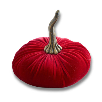 Red 6.25 inch Velvet Pumpkin (Red)