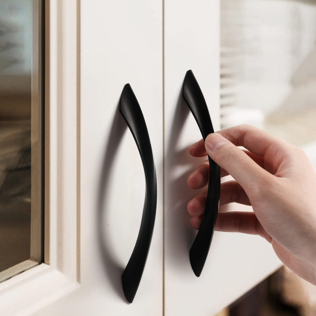 Black Cabinet Pulls 5 Inch Arch Twisted Matte Black Handles Drawer Kitchen Cupboard Bathroom Dresser Cabinet Hardware