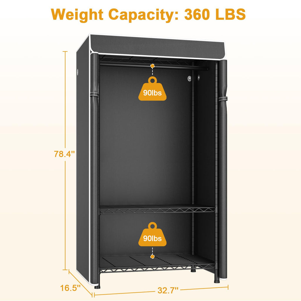 H5C Clothes Rack with Cover, Covered Clothing Rack Heavy Duty