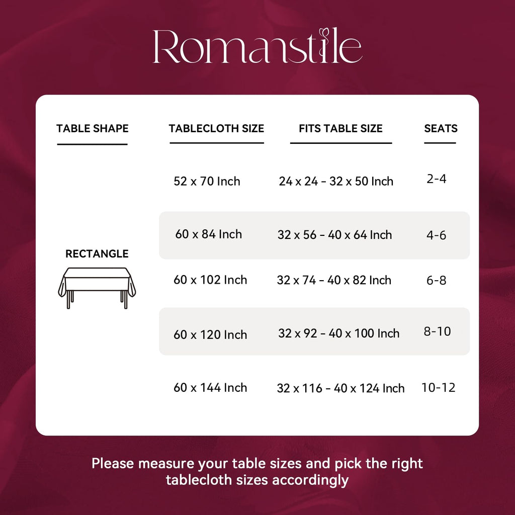 Jacquard Rectangle Tablecloth 60 x 120 Inch, Burgundy
