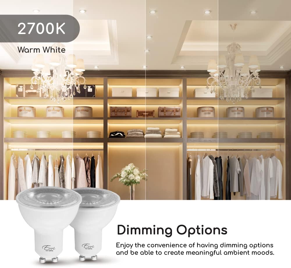 Dimmable LED PAR16, GU10 Base, 7W (50W Equal) 500lm, Warm White (2700K), 80CRI, 40° Angle, Damp