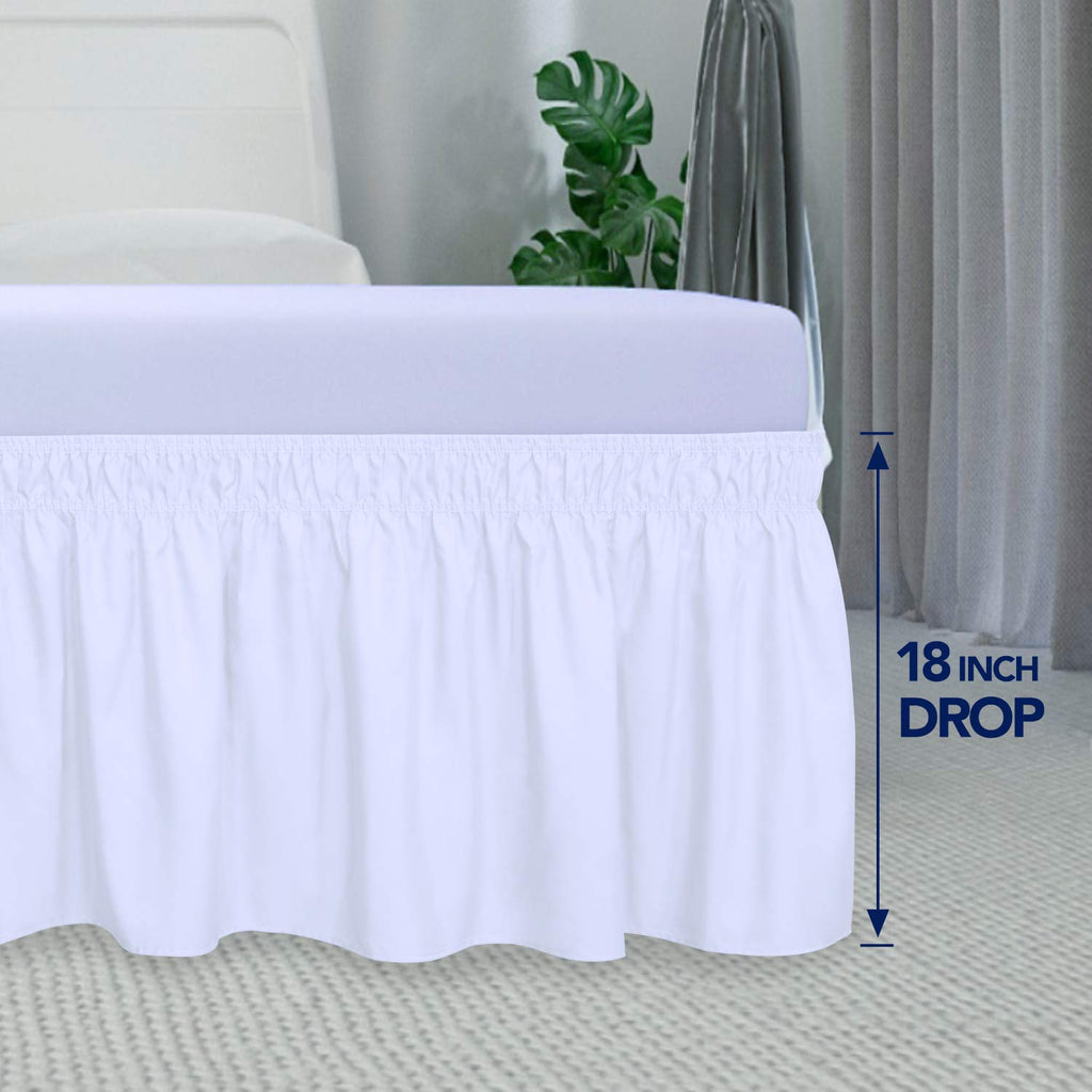 Wrap Around Ruffled Bed Skirt, White, Twin/Full - 18" Drop