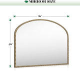 Arched Antique Gold Mirror with Beaded, 28"x36" Decorative Wall Mirrors, Champagne Bronze Brass Frame Vintage Mirror