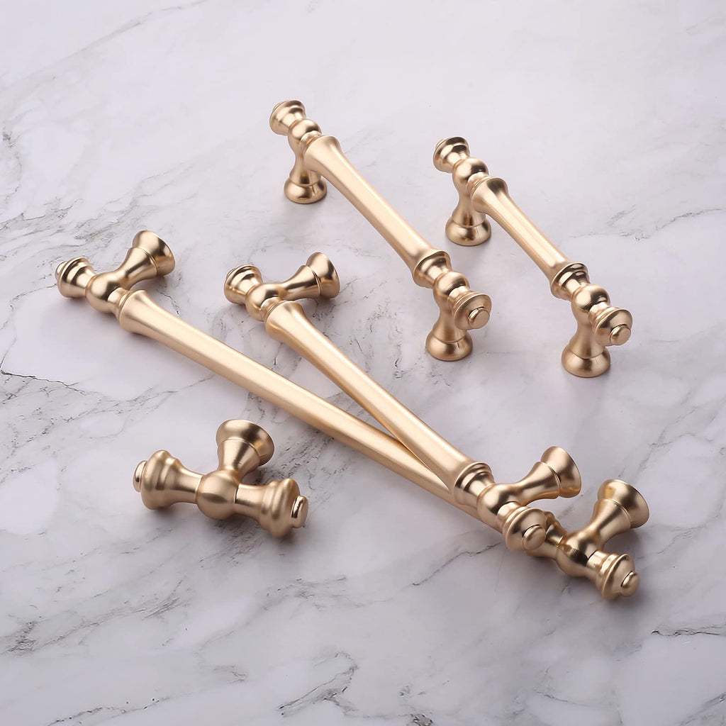 6 Pack Brushed Brass Cabinet Pulls 9"