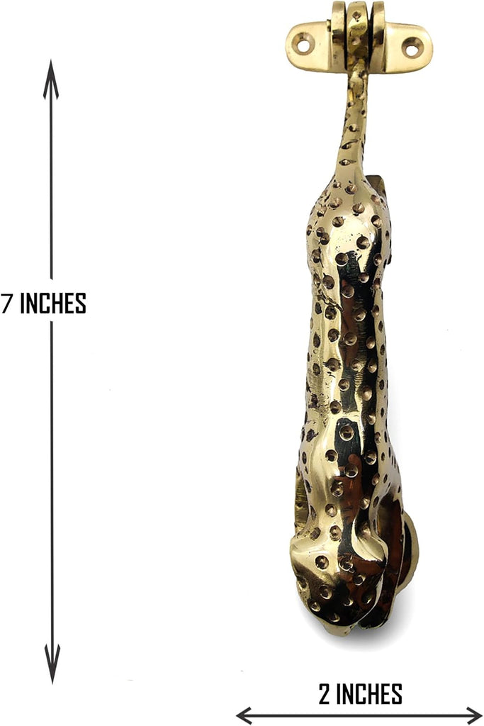 Decorative Brass Leopard Door Knocker, Gold Finish, Animal Design Door Hardware