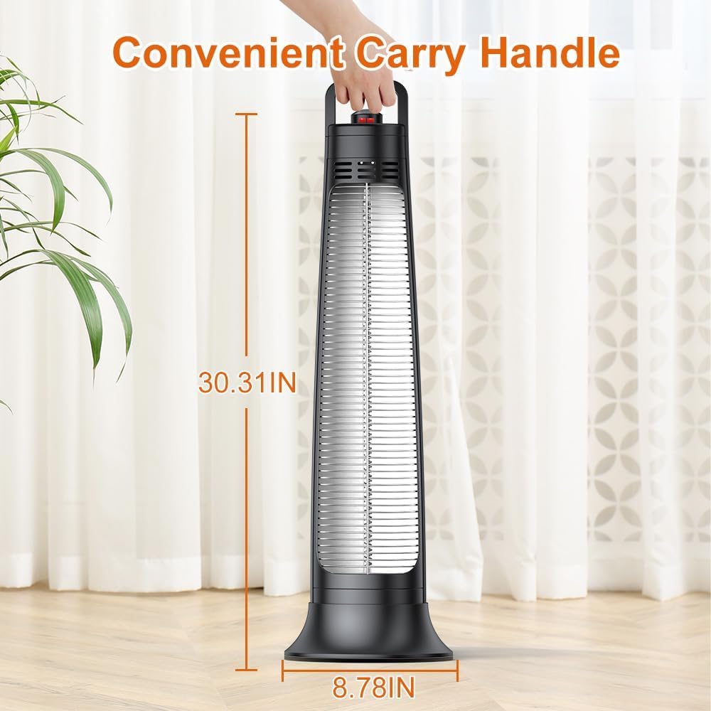 Outdoor Heaters, 1500W, Infrared Patio Heater with 3H Timer, 60° Oscillation, Tip-Over & Overheat Protection
