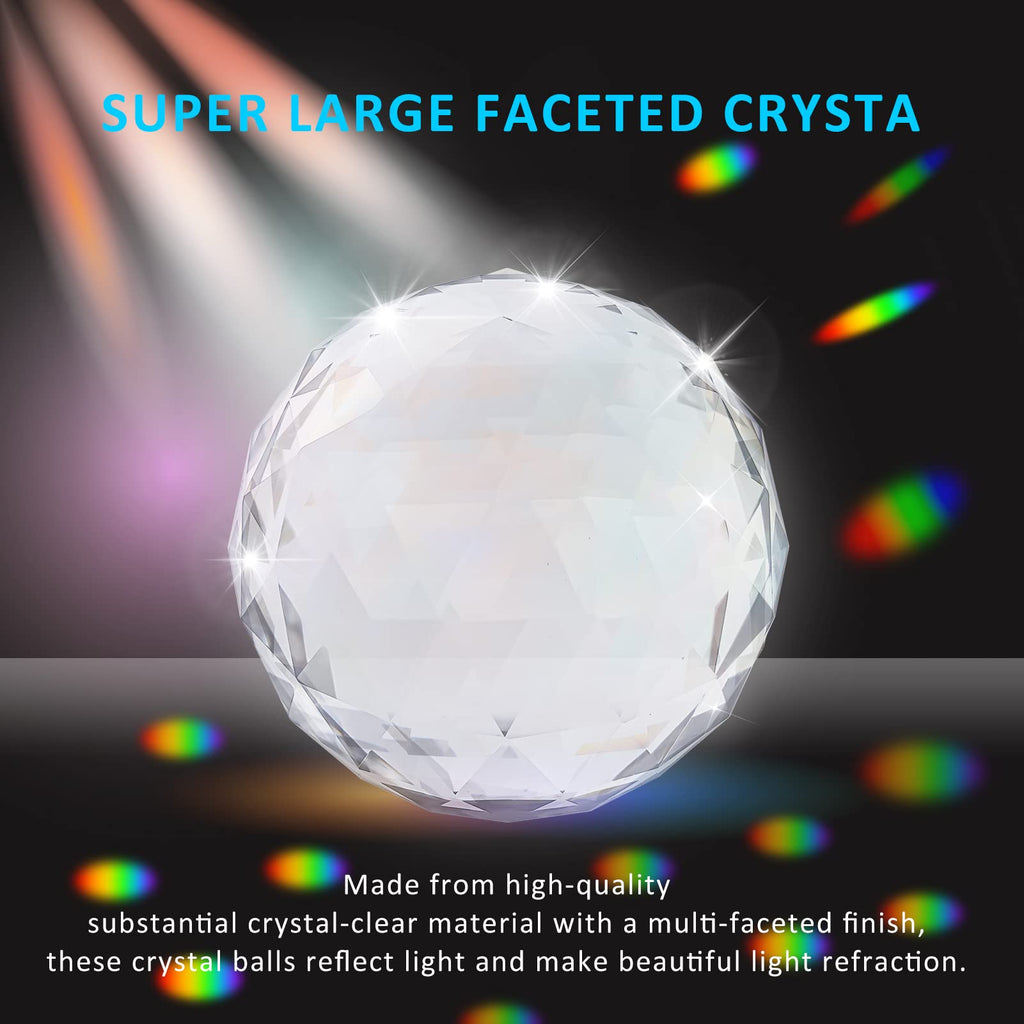 Transparent Glass Crystal Ball, Clear Prism Crystal Suncatcher Rainbow Maker Ball, 80mm, 100mm, 120mm. (100) Décor