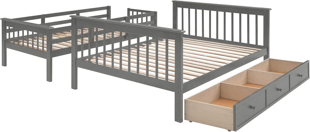 Twin Over Full Stairway Bunk Bed with Drawers