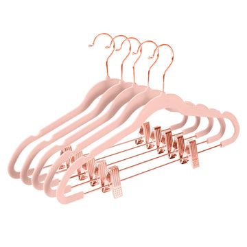 Premium Velvet Pants Hangers with Clips (Pack of 20) Slim Skirt Hangers- Non Slip Felt Outfit Dress Hangers Blush