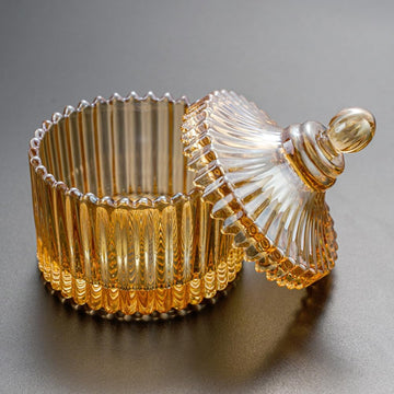 Amber Crystal Glass Jewelry Box, Jewelry Jar with Lid, Jewelry Dish Jewelry Tray Ring Holder, Jewelry Organizer