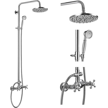 Exposed Shower System 8'' Head with Handheld Polished Chrome