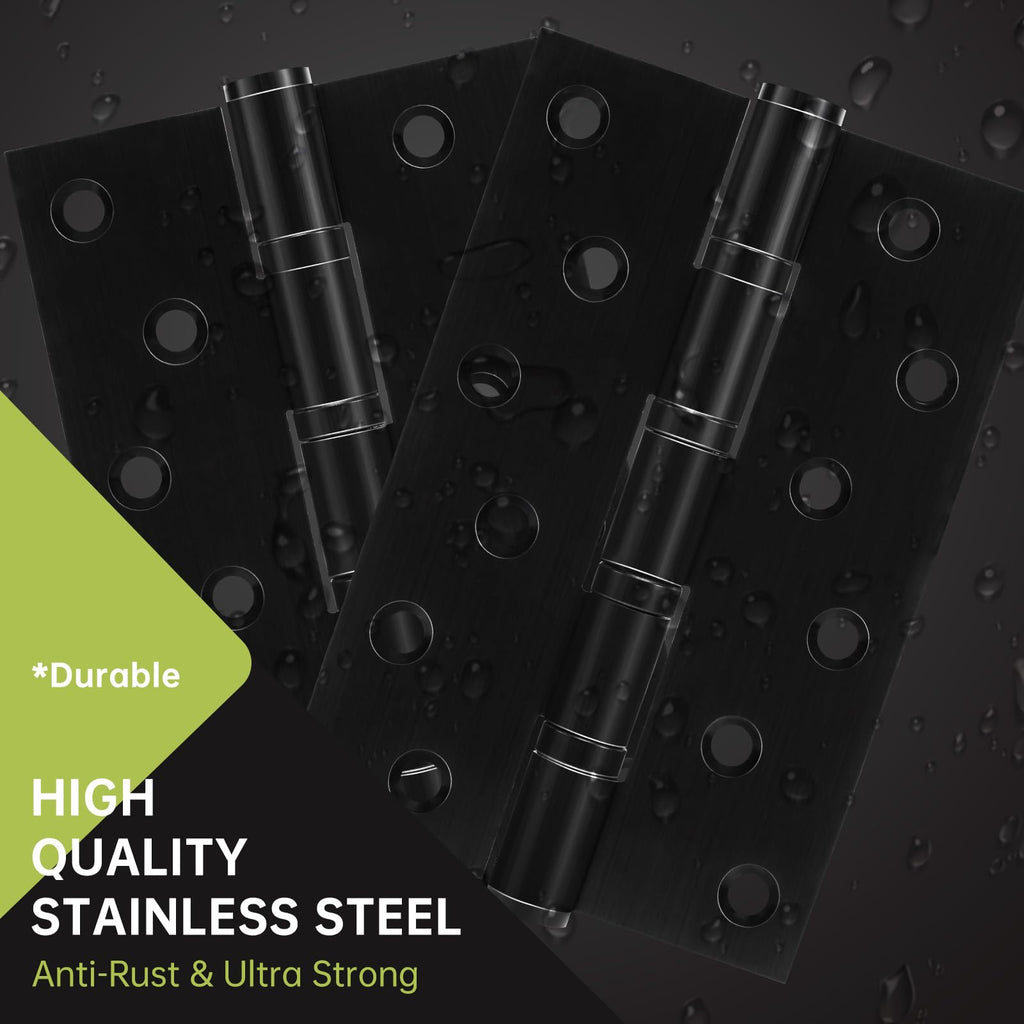 3 Pack Black Door Hinges 6 Inches Ball Bearing Hinges Heavy Duty Stainless Steel Hinge with Screws, Square Corner