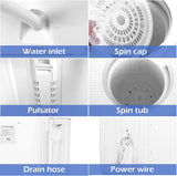 Portable Mini Compact Twin Tub Washing Machine 20lbs Washer Spain Spinner Portable Washing Machine, Blue+ White