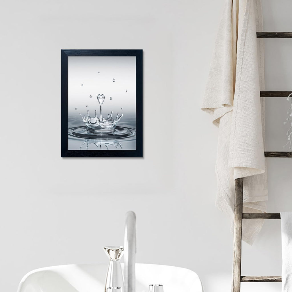 Bathroom Pictures Wall Decor, Guest Bathroom Decor Wall Painting, Heart Water Drop Splash Modern Canvas Pictures