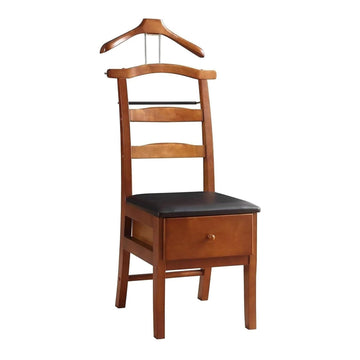 Brown Valet Stand with Drawer & Office Chair Hanger, Men's Organizer for Clothes, Watches, Keys & Accessories