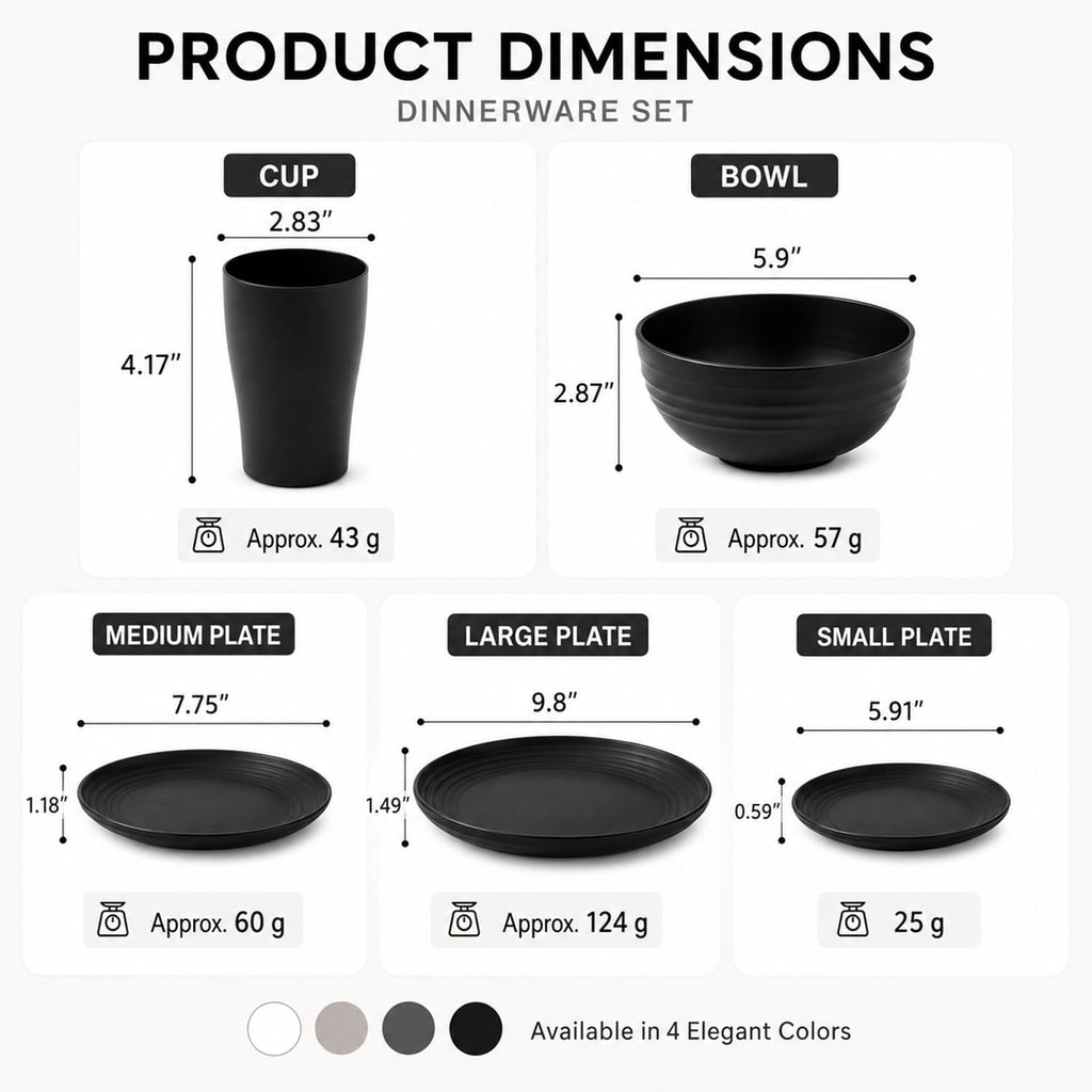 40-Piece Premium Wheat Straw Dinnerware Sets, Service for 8, Unbreakable Plates and Bowls Set - Cups Sets, Dinner