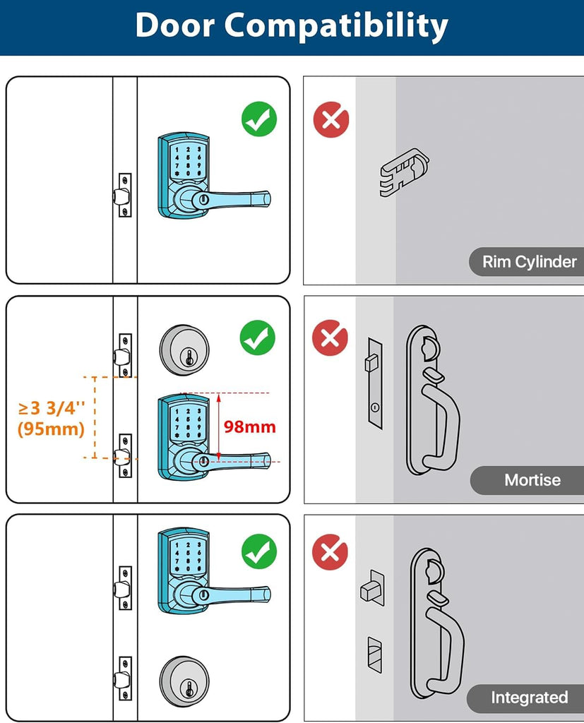 Keypad Keyless Entry Door Lock with Handle Smart Digital Deadbolts 4 Pack
