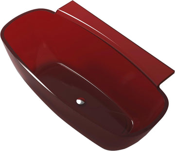 Vida 62 in Man Made Stone Round Flat Bottom Freestanding Bathtub in Translucent Deep Red, Luxury Colorful Soaking