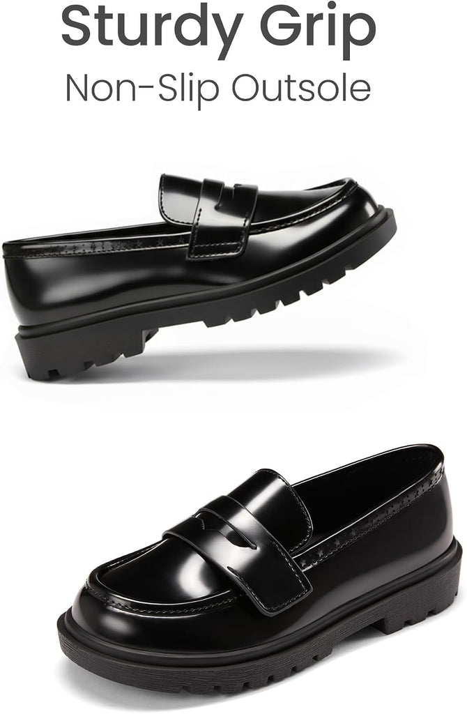 Kids Loafers Boys Dress Shoes for Girls School Penny Loafers Chunky Platform Slip On Flats Uniform Church Moccasins