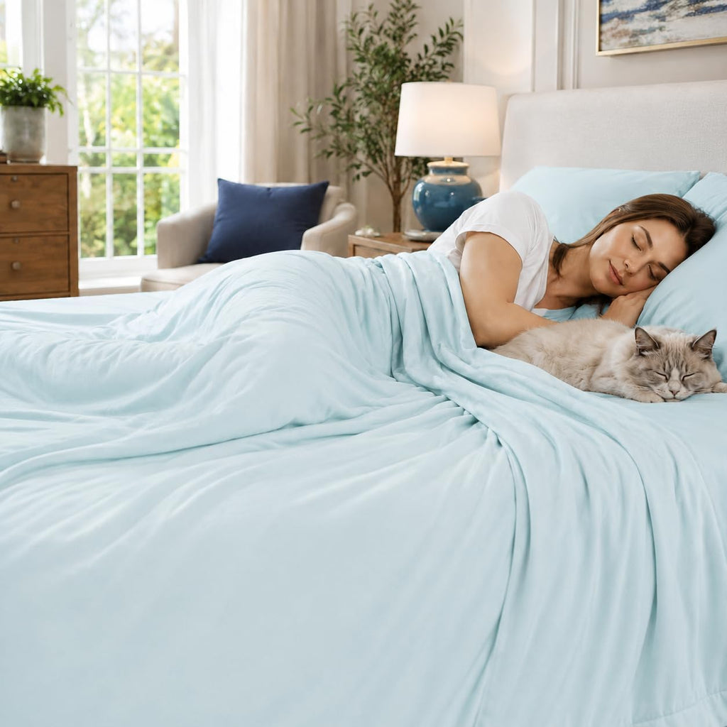 Double-Sided Cooling Comforter Queen Size, Ice Silk Summer Blanket, Smooth No-Stripes, No-Seam, Edge-Free Design